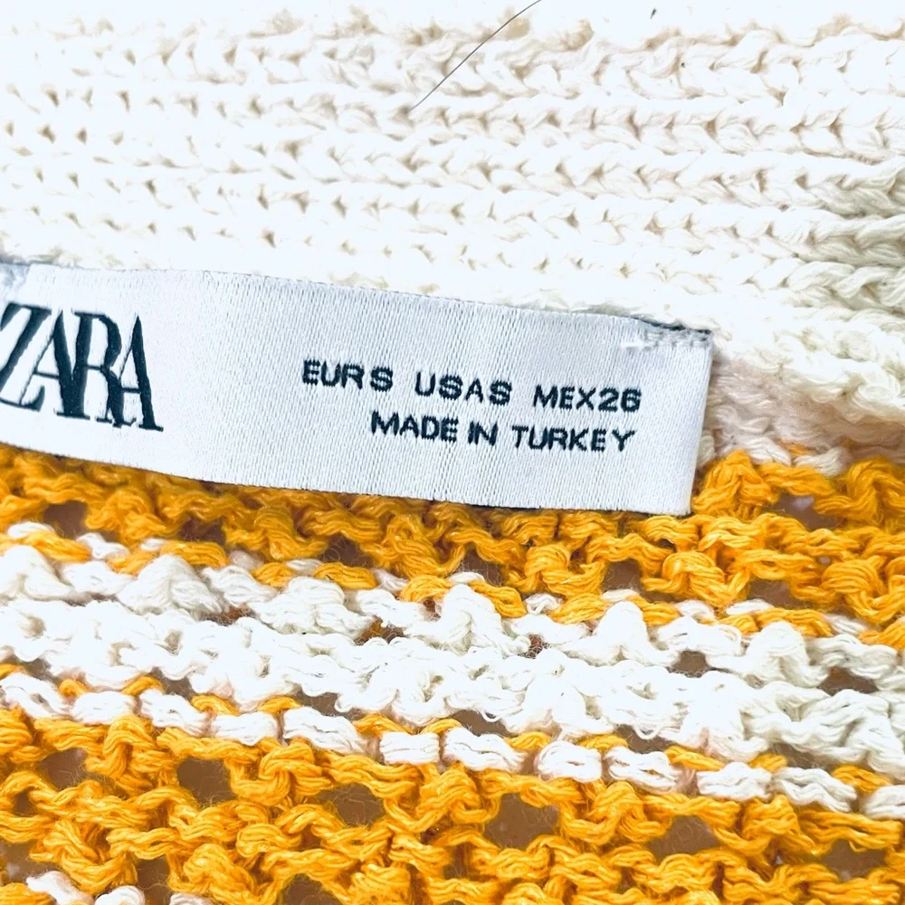 Zara open knit crochet sweater and crop top set in cream and orange size S